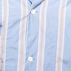 Pre Owned Marni Blue Striped Cotton Button Front Shirt Dress M