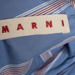 Pre Owned Marni Blue Striped Cotton Button Front Shirt Dress M