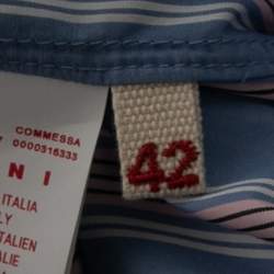Pre Owned Marni Blue Striped Cotton Button Front Shirt Dress M