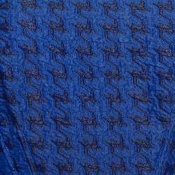 Pre Owned Marni Royal Blue Houndstooth Jacquard Peplum Top M