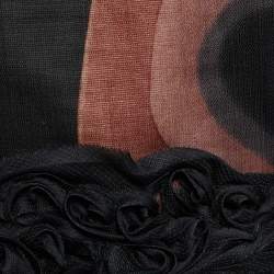 Pre Owned Marni Vintage Dark Grey Silk Wool Floral Applique Shift Dress M