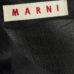 Pre Owned Marni Vintage Dark Grey Silk Wool Floral Applique Shift Dress M