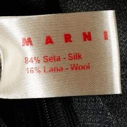 Pre Owned Marni Vintage Dark Grey Silk Wool Floral Applique Shift Dress M