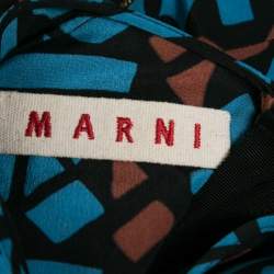 Pre Owned Marni Black Printed Silk Flared Hem Blouse S