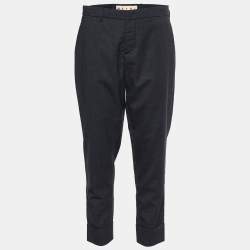 Marni Charcoal Grey Wool Cuffed Trousers M