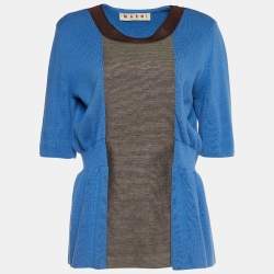 Marni Colorblock Rib Knit Elasticized Waist Top M