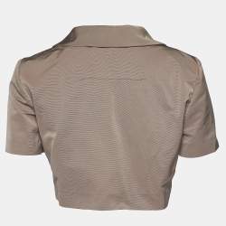 Marni Mocha Brown Synthetic Cropped Double Breasted Jacket S