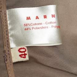 Marni Mocha Brown Synthetic Cropped Double Breasted Jacket S