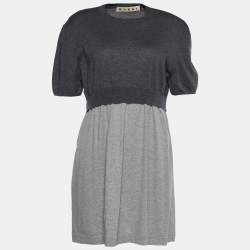 Marni Grey Colorblock Cashmere Overlay Knit Dress L