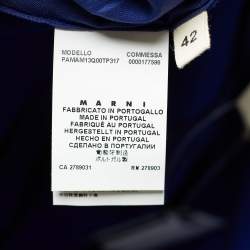 Pre Owned Marni Royal Blue Stretch Knit Zip Detail Leggings M