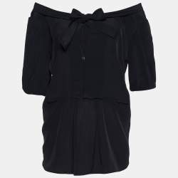 Pre Owned Marni Black Rayon Button Front Top M