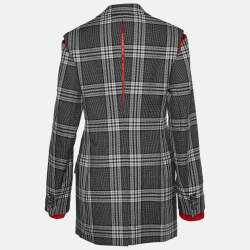 Marni Grey and Black Wool Patterned Notch Lapel Coat M