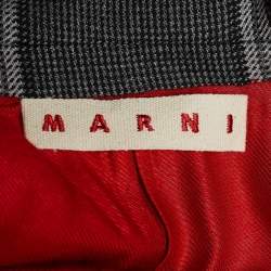 Marni Grey and Black Wool Patterned Notch Lapel Coat M