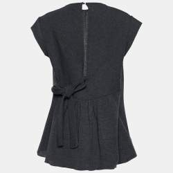 Marni Grey Wool Knit Tie Back Detail Flared Top M