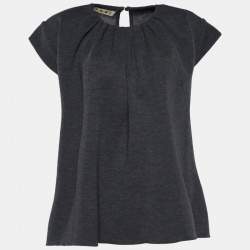 Marni Grey Wool Knit Tie Back Detail Flared Top M