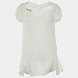 Pre Owned Marni Off White Cotton Knit Back Button Up Top M