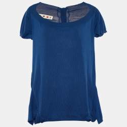 Marni Blue Cotton Knit Button Front Top L