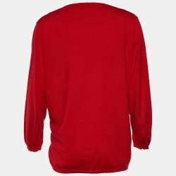 Marni Red Cotton Knit Button Front Top M