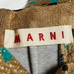 Pre Owned Marni Gold Lurex Geometric Knit Pencil Skirt L