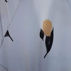 Pre Owned Marni Powder Blue Floral Print Silk Cold Shoulder Dress M