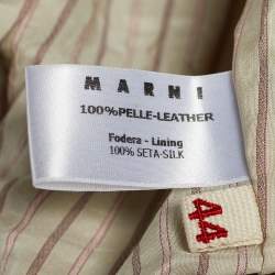 Pre Owned Marni Brown Leather Beads Embellished Crop Vest M