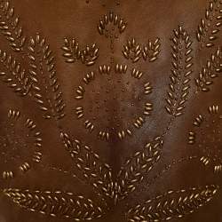 Pre Owned Marni Brown Leather Beads Embellished Crop Vest M