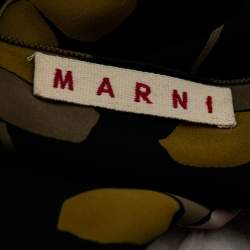 Pre Owned Marni Black Floral Print Silk Pleated Detail Sleeveless Top S