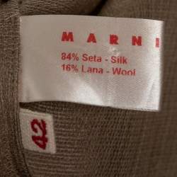 Marni Brown & Black Print Silk Ruffled Detail Top M