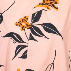 Pre Owned Marni Pink Floral Print Cotton Collarless Top M