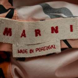 Pre Owned Marni Pink Floral Print Cotton Collarless Top M
