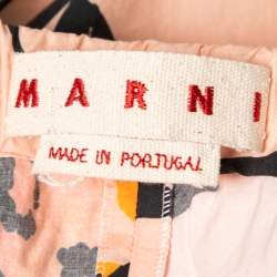 Pre Owned Marni Pink Floral Print Cotton Wide-Leg Trousers M