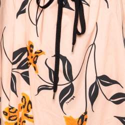 Pre Owned Marni Pink Floral Print Cotton Wide-Leg Trousers M