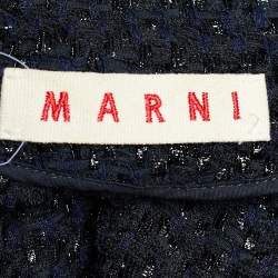 Marni Navy Blue Lurex Tweed Draped Peplum Jacket M