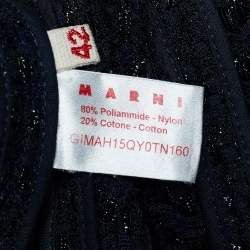 Marni Navy Blue Lurex Tweed Draped Peplum Jacket M