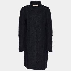 Marni Black Mohair & Wool Tweed Button Front Coat M