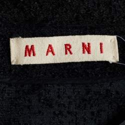 Marni Black Mohair & Wool Tweed Button Front Coat M
