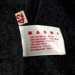 Marni Black Mohair & Wool Tweed Button Front Coat M