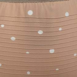 Pre Owned Marni Beige Polka Dot Print Silk Pin Tuck Detail Pencil Skirt S