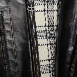 Marni Monochrome Leather & Plaided Wool Layered Long Coat M