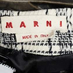 Marni Monochrome Leather & Plaided Wool Layered Long Coat M
