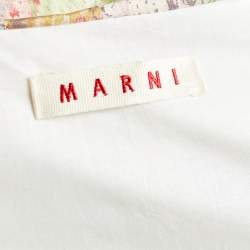 Pre Owned Marni Multicolor Printed Cotton & Linen Open Front Long Shrug M