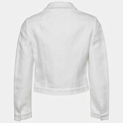 Marni White Cotton & Linen Contrast Button Detail Jacket M