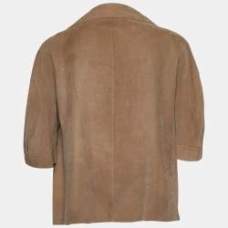 Marni Brown Suede Open Front Shrug M