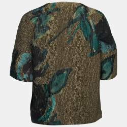 Pre Owned Marni Multicolor Floral Jacquard Zip Front Top M