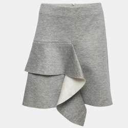 Pre Owned Marni Grey Neoprene Asymmetrical Mini Skirt M