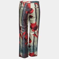 Pre Owned Marni Multicolor Floral Printed Cotton Straight-Leg Trousers M