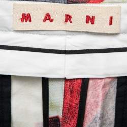 Pre Owned Marni Multicolor Floral Printed Cotton Straight-Leg Trousers M