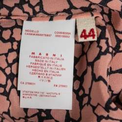 Pre Owned Marni Pink & Black Printed Silk Long-Sleeve Shirt M