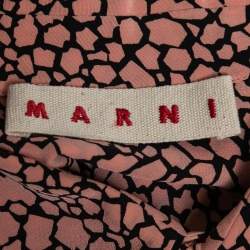Pre Owned Marni Pink & Black Printed Silk Long-Sleeve Shirt M