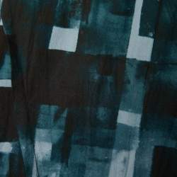 Pre Owned Marni Dark Green Printed Cotton Ruched Oversized Dress L